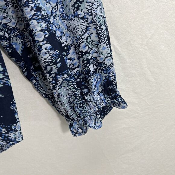 Joie Peasant Top Women Size XXL Blue Tie Neck Blouse Tunic Parisian Paisley - Picture 5 of 12